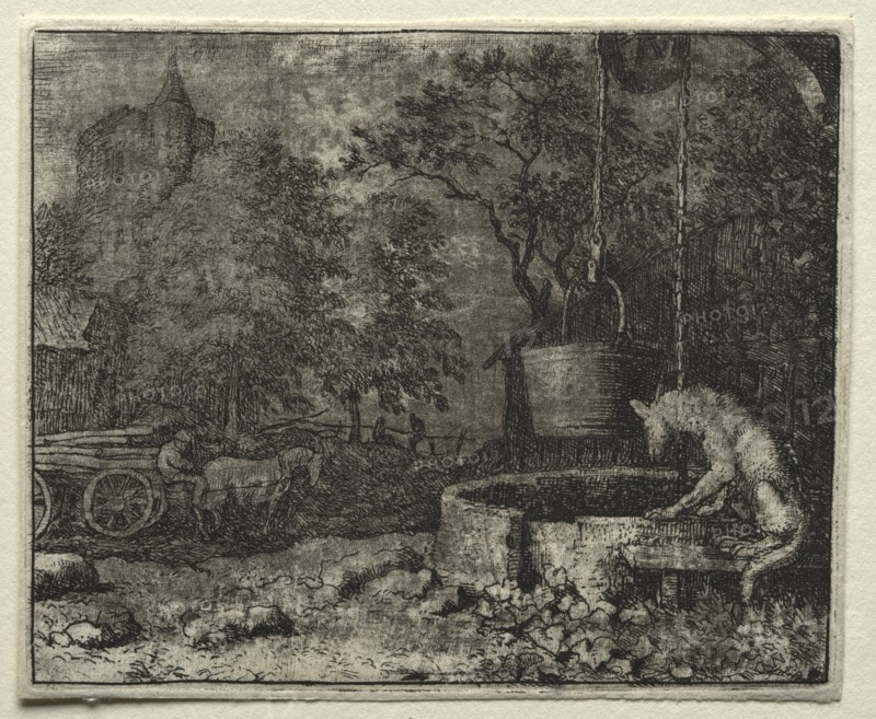 Reynard the Fox: Reynard Tricks the Wife of the Wolf. Creator: Allart van Everdingen (Dutch, 1621-1675).