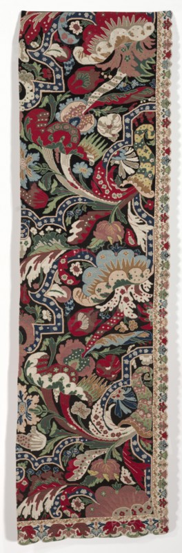 Right Half of a Pair of Needlework Bed Hangings in the Bizarre style, 1710-1720. Creator: Unknown.