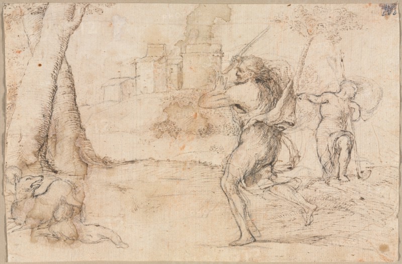 Romulus and Remus Found by Faustulus, c. 1535. Creator: Romanino (Italian, 1484/87-1562).