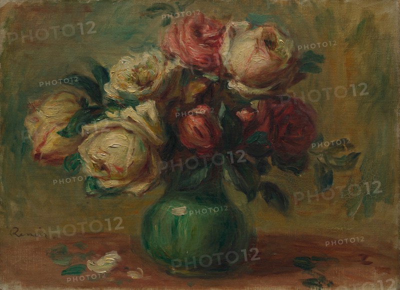 Roses in a Vase, c. 1890. Creator: Pierre-Auguste Renoir (French, 1841-1919).