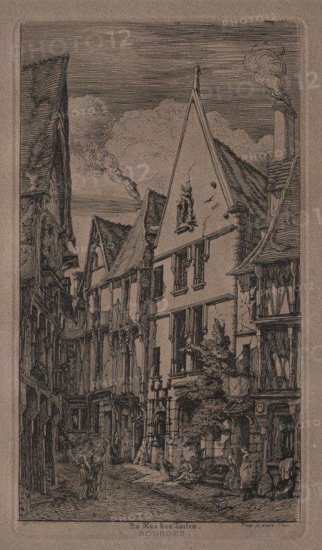Rue des Toilés, Bourges. Creator: Charles Meryon (French, 1821-1868).