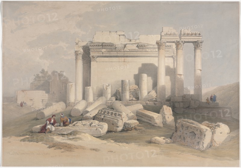 Ruins of the Eastern Portico of the Temple of Baalbec, 1839. Creator: David Roberts (British, 1796-1864).