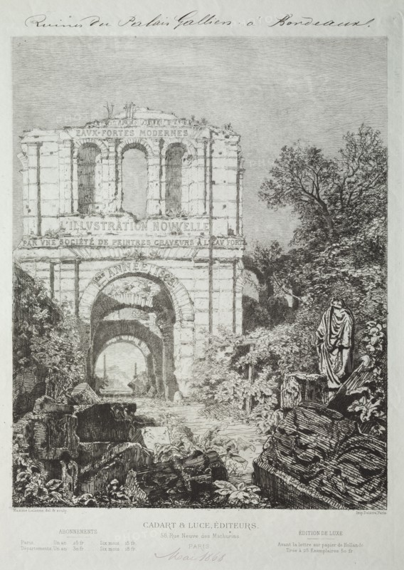 Ruins of the Gallien Palace in Bordeaux, 1866-1868. Creator: Maxime Lalanne (French, 1827-1886); Cadart & Luce, Paris.