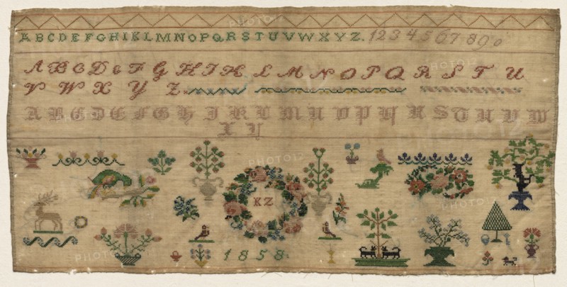 Sampler, 1858. Creator: Celia Kestenbaum Grossman (Austrian).