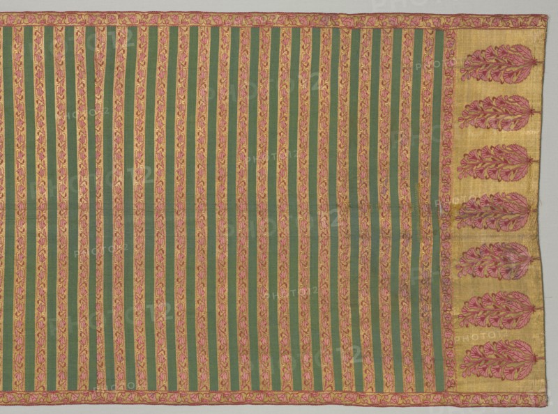 Sash with flora and banded field, 1700s. Creator: Unknown.
