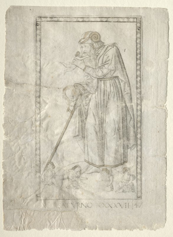 Saturn (from the Tarocchi, series A: Firmaments of the Universe, #47), before 1467. Creator: Master of the E-Series Tarocchi (Italian, 15th century).