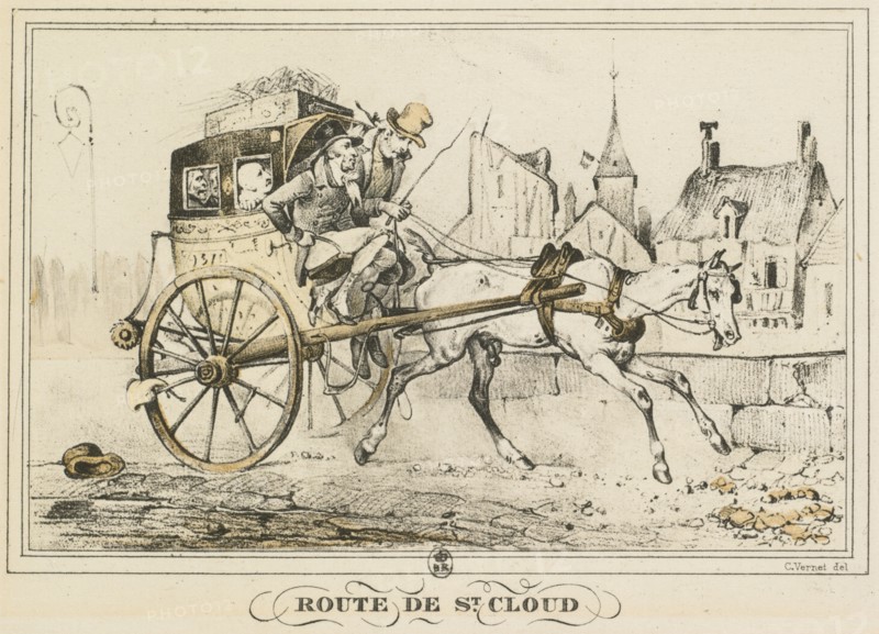 Scenes of Daily Life, Roads and Paths: Road to Saint-Cloud..., 1816. Creator: Carle Vernet (French, 1758-1836); Bance.