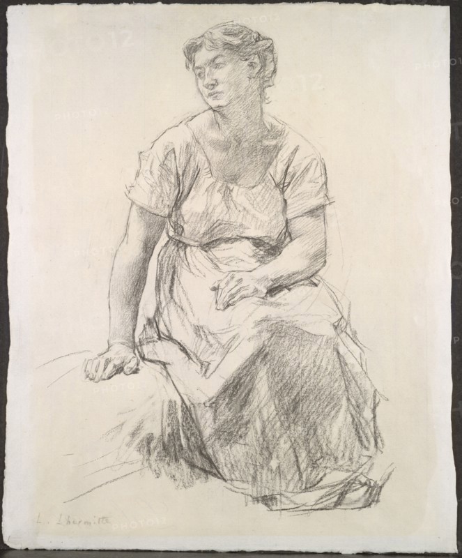 Seated Peasant Woman, c. 1885. Creator: Léon Augustin Lhermitte (French, 1844-1925).