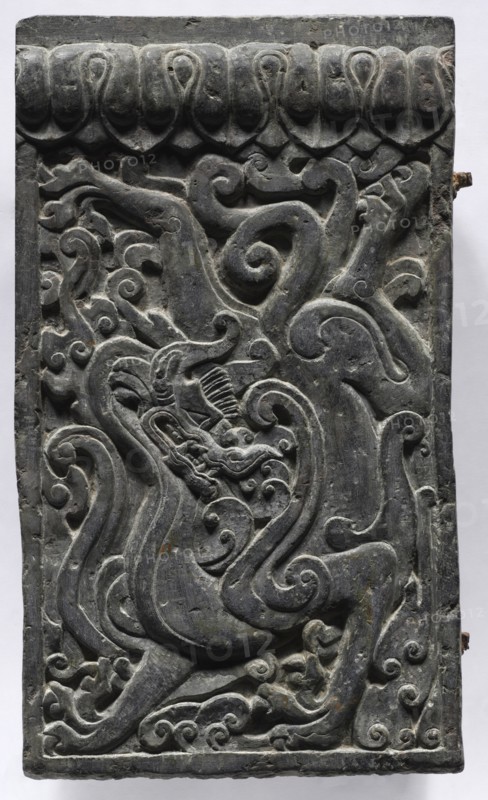Section of a Coffin Platform: Dragon, 550-577. Creator: Unknown.
