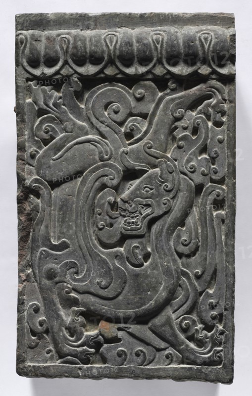 Section of a Coffin Platform: Feline, 550-577. Creator: Unknown.