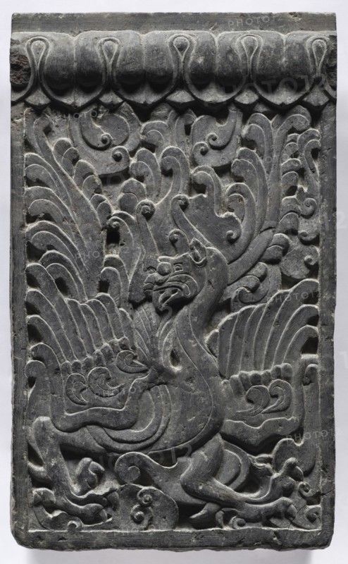 Section of a Coffin Platform: Phoenix, 550-577. Creator: Unknown.