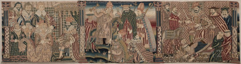 Sections of an Embroidered Frieze, 1625-1649. Creator: Unknown.