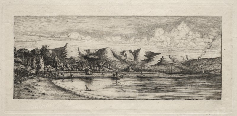 Seine Fishing off Charcoal Burner's Point, Akaroa, 1865. Creator: Charles Meryon (French, 1821-1868).