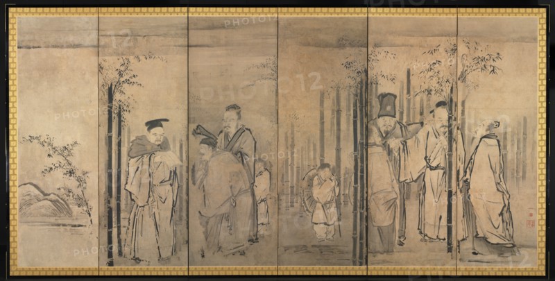 Seven Sages of the Bamboo Grove; Four Elders of Mt. Shang, 1600s. Creator: Kano Tan?y? (Japanese, 1602-1674).