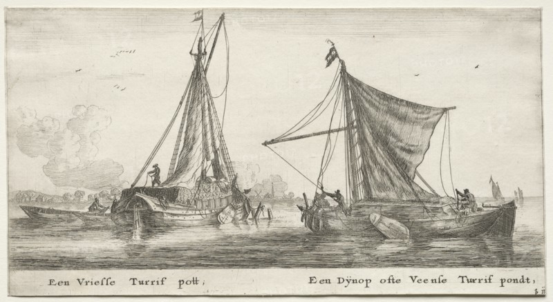 Ships of Amsterdam: A Frisian Peat Barge. The Dÿnop, near the Veensche Peat Pond. Creator: Reinier Nooms (Dutch, c. 1623-1667).