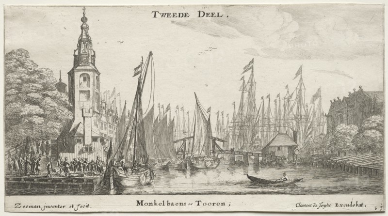 Ships of Amsterdam: Canal near Amsterdam and Tower of Monkel. Creator: Reinier Nooms (Dutch, c. 1623-1667).