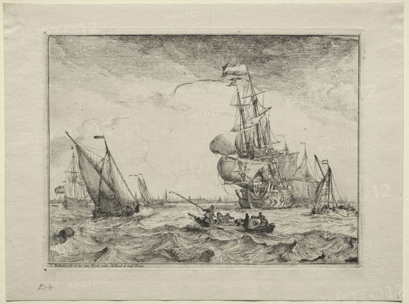Ships Under Full Sail, 1701. Creator: Ludolf Backhuysen (Dutch, 1631-1708); Ludolf Backhuysen (Dutch, 1631-1708).
