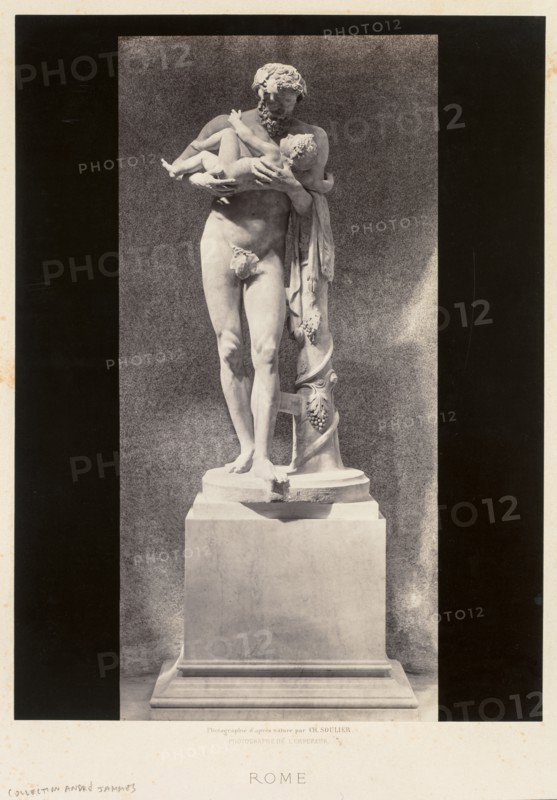 Silenus Holding the Child Dionysus, Louvre Museum, Paris, c. 1860s. Creator: Charles Soulier (French, 1830-1900).