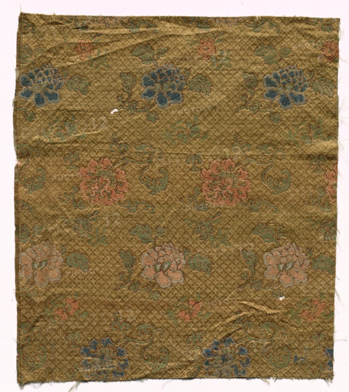 Silk Damask Fragment, 19th century. Creator: Unknown.
