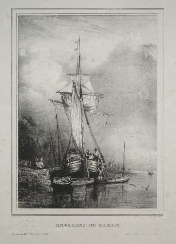 Six Marines: Environs of Rouen, France, 1832. Creator: Paul Hüet (French, 1803-1869).