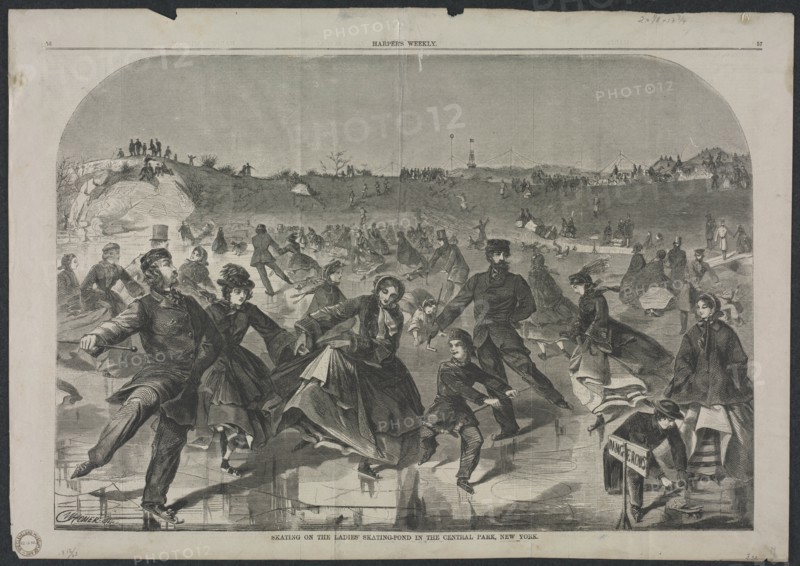 Skating on the Ladies Skating Pond in Central Park, New York, 1860. Creator: Winslow Homer (American, 1836-1910).