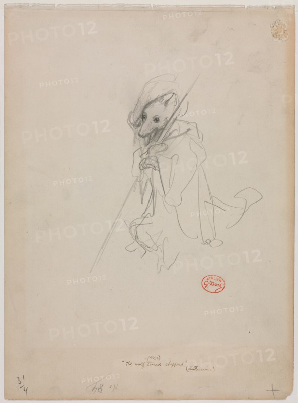 Sketch for "The Wolf Turned Shepherd", c. 1868. Creator: Gustave Doré (French, 1832-1883).