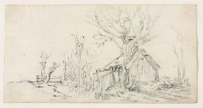 Sketch of Landscape with Cottage, c. 1630. Creator: Jan van Goyen (Dutch, 1596-1656).