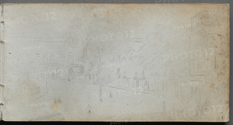 Sketchbook, page 01: Street Scene, 1905-10. Creator: Ernest Meissonier (French, 1815-1891).