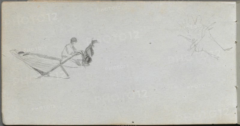 Sketchbook, page 04: Figures in a Boat. Creator: Ernest Meissonier (French, 1815-1891).