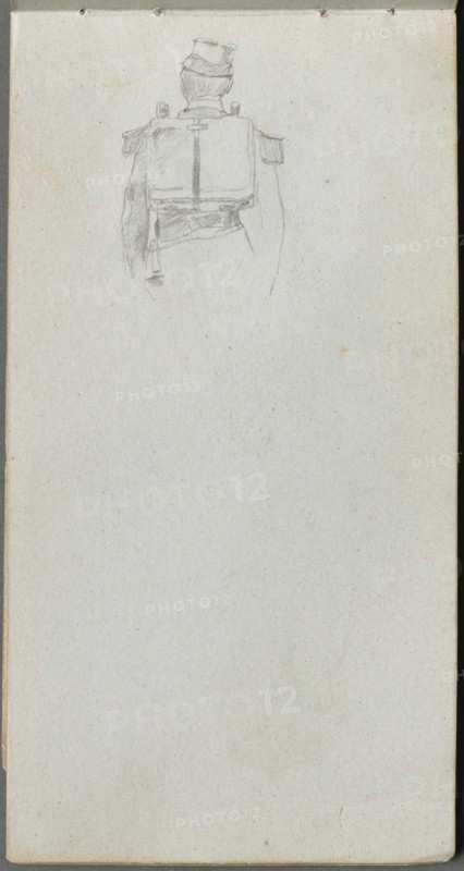 Sketchbook, page 08: Study of a Soldier from behind. Creator: Ernest Meissonier (French, 1815-1891).