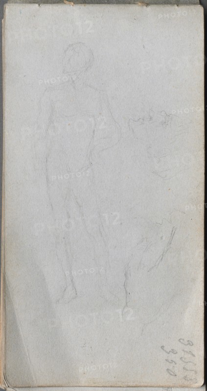 Sketchbook, page 100: Nude Figure, Profile. Creator: Ernest Meissonier (French, 1815-1891).