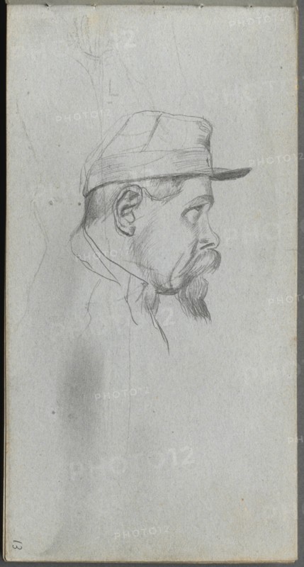 Sketchbook, page 13: Bust of a Man in Profile. Creator: Ernest Meissonier (French, 1815-1891).