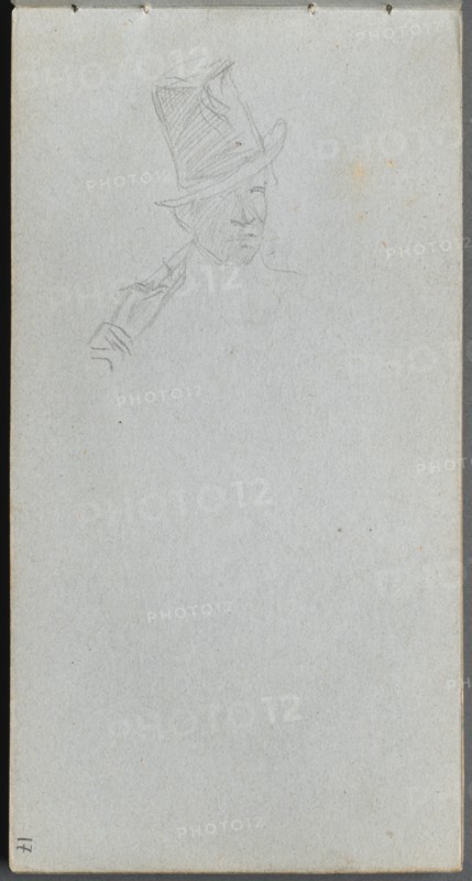 Sketchbook, page 17: Bust of a Man in Top Hat. Creator: Ernest Meissonier (French, 1815-1891).