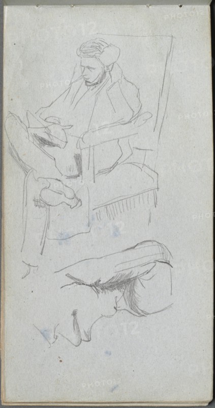 Sketchbook, page 24: Seated Male Figure. Creator: Ernest Meissonier (French, 1815-1891).