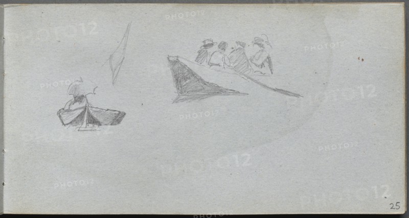 Sketchbook, page 25: Studies of Figures in Boats. Creator: Ernest Meissonier (French, 1815-1891).