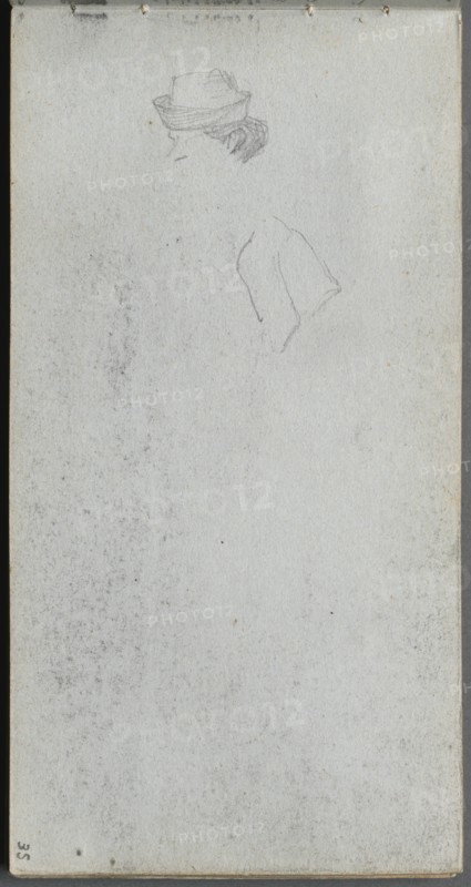 Sketchbook, page 35: Study of a Head. Creator: Ernest Meissonier (French, 1815-1891).