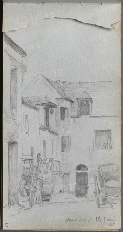 Sketchbook, page 39: Street Scene. Creator: Ernest Meissonier (French, 1815-1891).