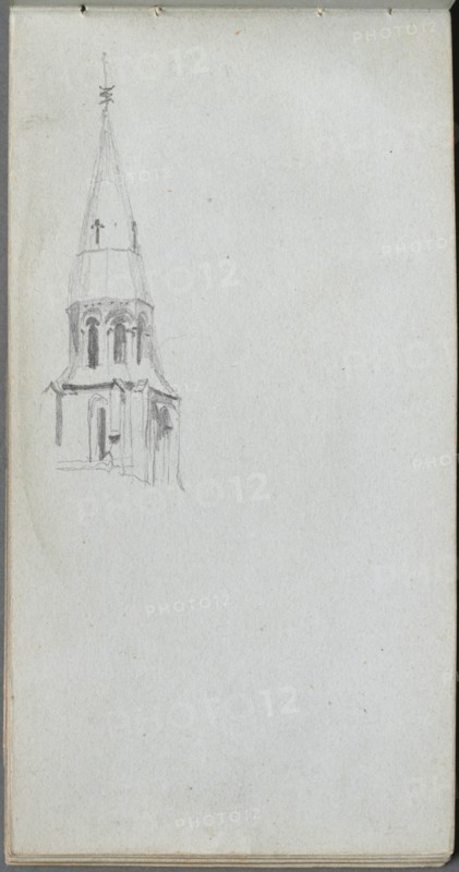 Sketchbook, page 44: Church Spire. Creator: Ernest Meissonier (French, 1815-1891).