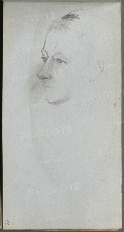 Sketchbook, page 45: Woman's Face, 3/4 View. Creator: Ernest Meissonier (French, 1815-1891).