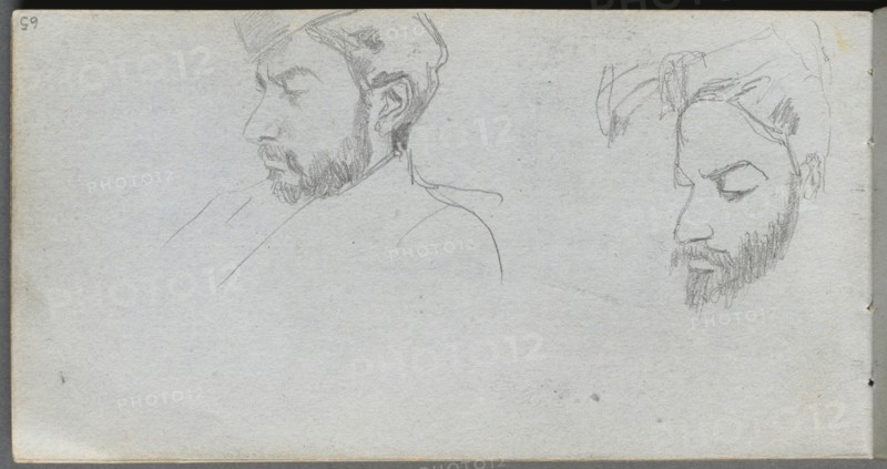 Sketchbook, page 65: Study of Faces in Profile. Creator: Ernest Meissonier (French, 1815-1891).