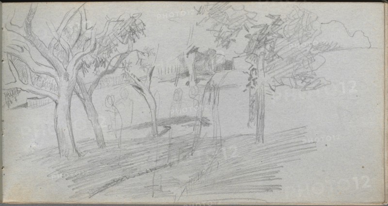 Sketchbook, page 74: Landscape Study. Creator: Ernest Meissonier (French, 1815-1891).