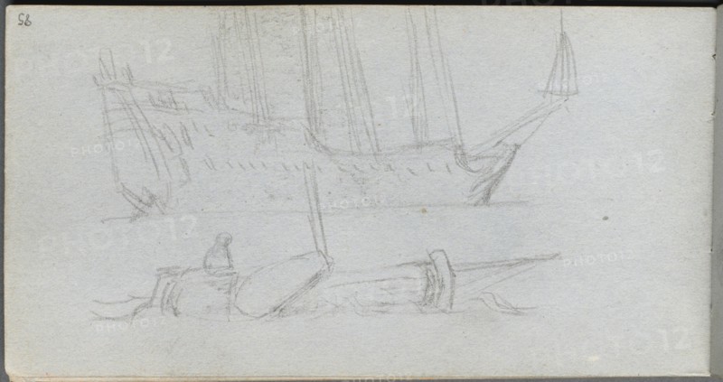 Sketchbook, page 85: Study of a Ship and Buoy. Creator: Ernest Meissonier (French, 1815-1891).