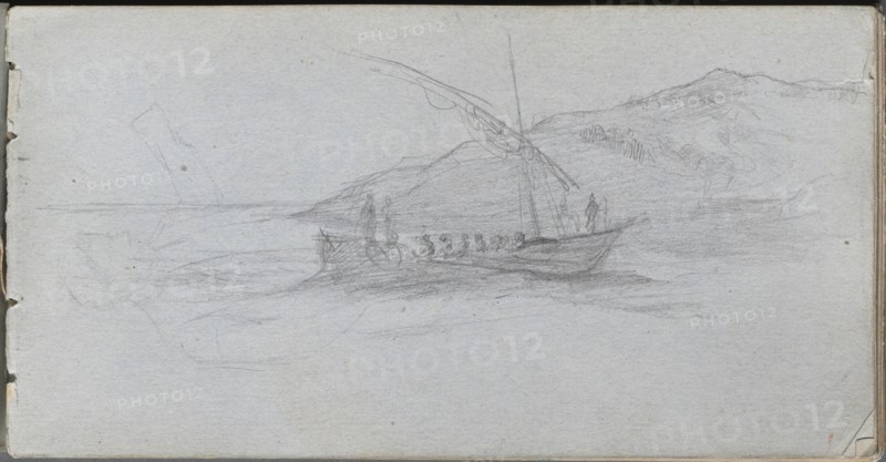 Sketchbook, page 88: Seascape and Figure. Creator: Ernest Meissonier (French, 1815-1891).