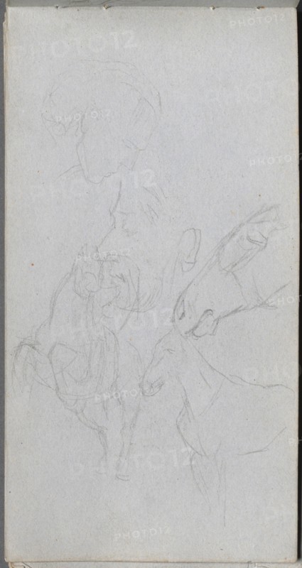 Sketchbook, page 90: Study of Horses, Profiles. Creator: Ernest Meissonier (French, 1815-1891).
