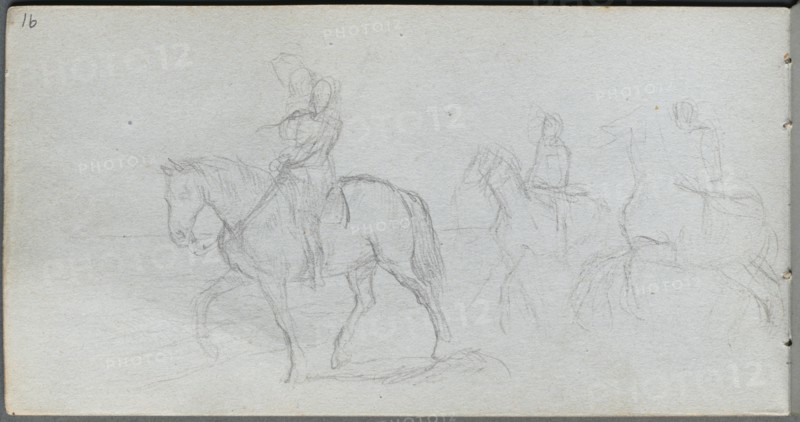 Sketchbook, page 91: Figures on Horseback. Creator: Ernest Meissonier (French, 1815-1891).