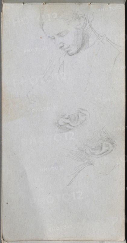 Sketchbook, page 96: Study of a Face, ears. Creator: Ernest Meissonier (French, 1815-1891).