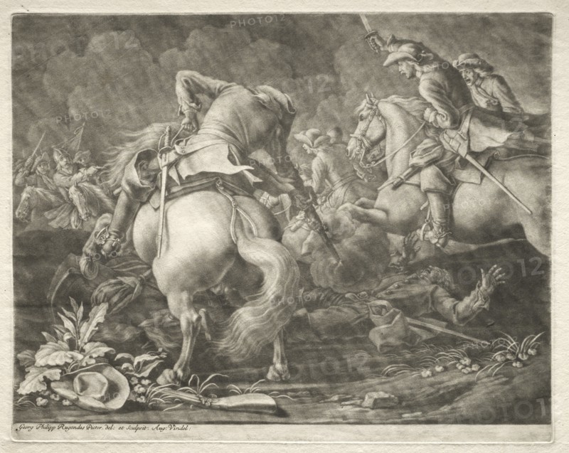 Skirmish between Prussian and Hungarian Hussars. Creator: Georg Philipp I Rugendas (German, 1666-1742).