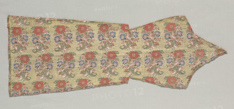 Sleeve with birds in blossoming bushes, 1700s. Creator: Unknown.