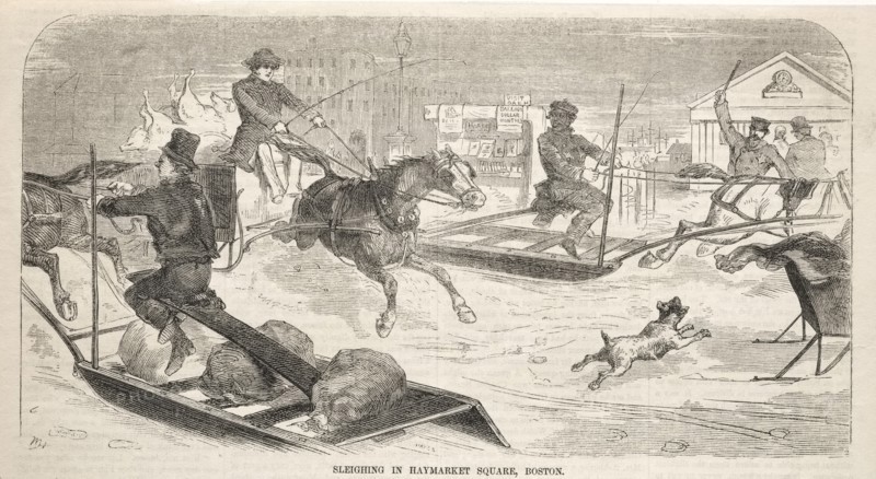 Sleighing in Haymarket Square, Boston, 1859. Creator: Winslow Homer (American, 1836-1910).