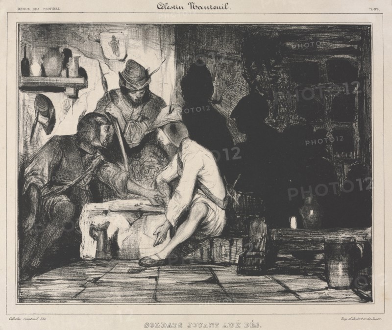 Soldiers Playing Dice, 1900s. Creator: Célestin François Nanteuil (French, 1813-1873); Aubert & Junca.